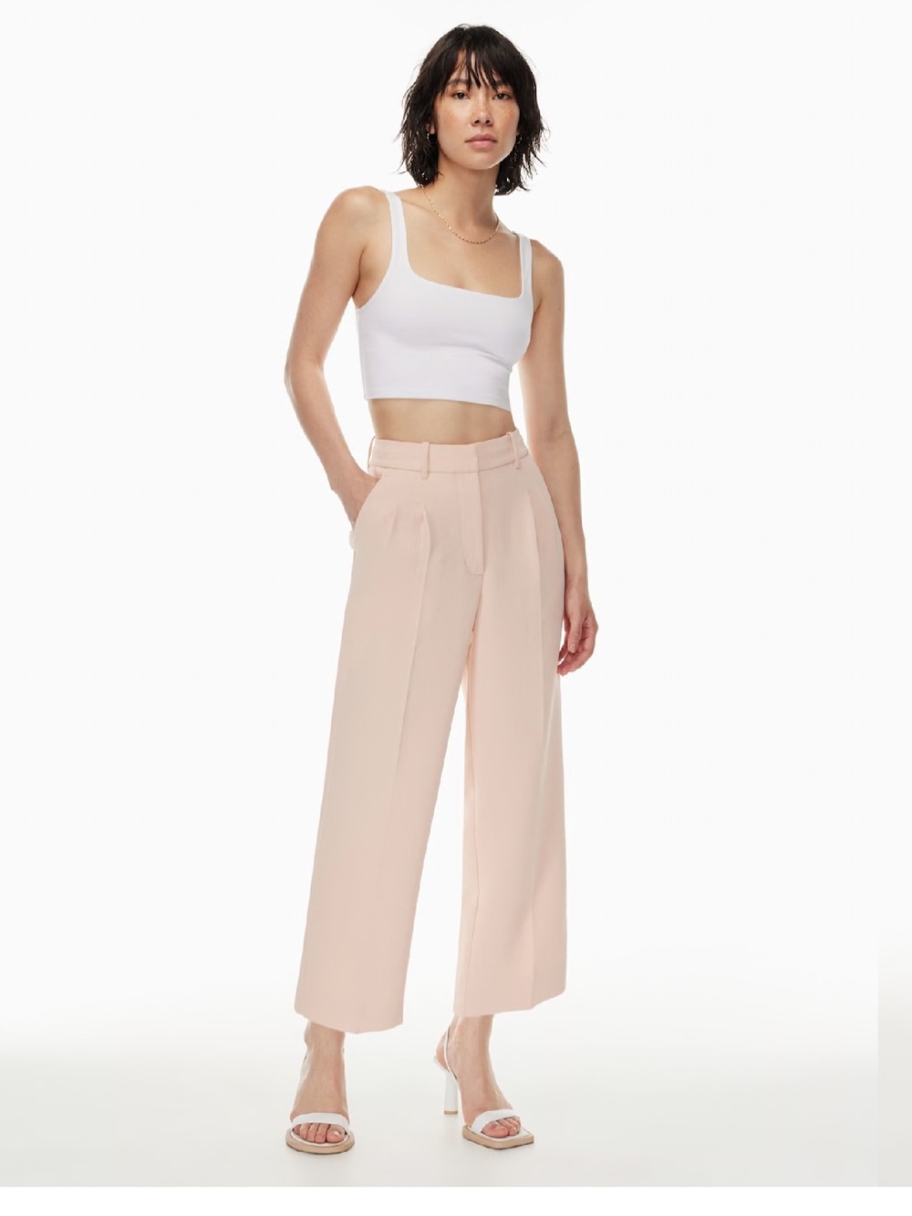 Aritzia Blush Pink Cropped Wide-Leg Pants